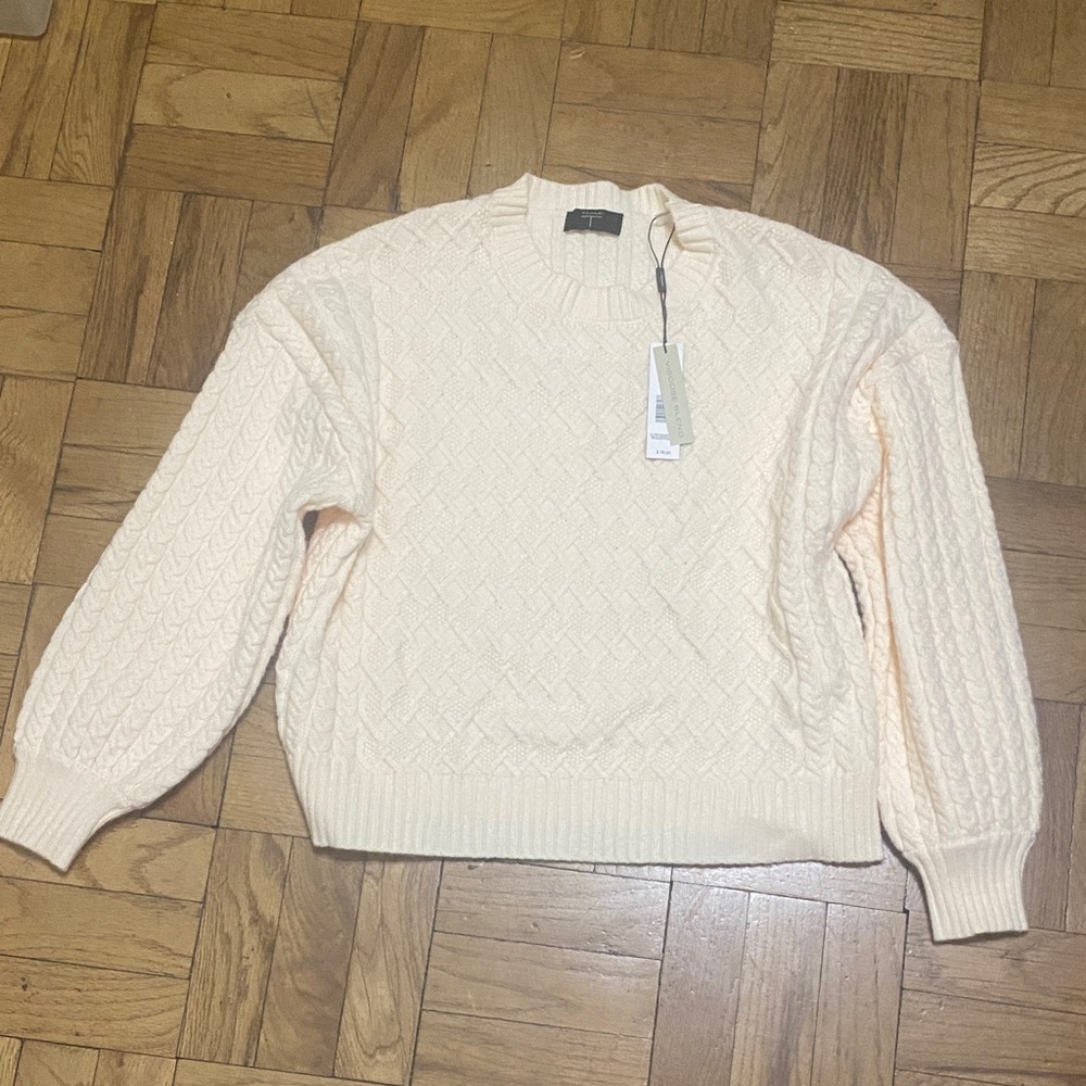 Tahari Cream Cable Knit Sweater